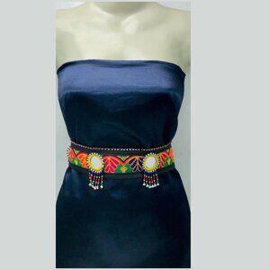 Afghan Embroidered Belt: Handmade Kuchi Tribal Belly Dance Jewelry